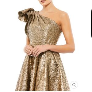Mac Duggal One Shoulder Bow Midi Dress